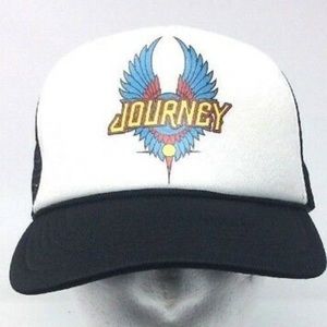 Journey Band Trucker Snapback Hat Black Mesh Cap